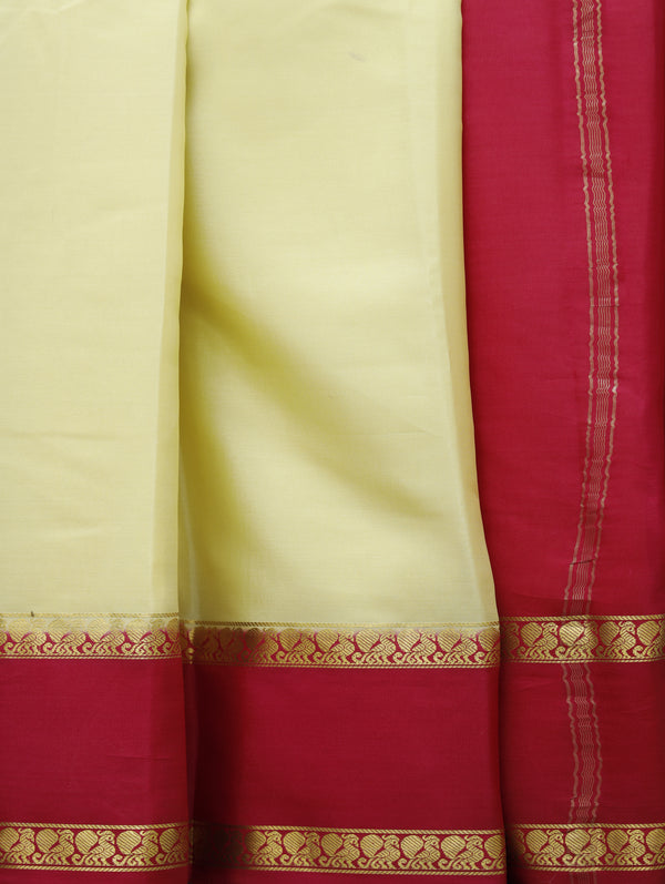 Mysore silk saree - Cream with red