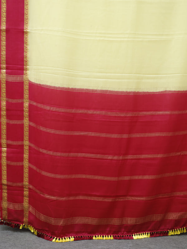Mysore silk saree - Cream with red
