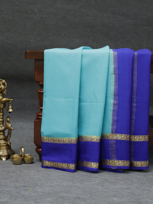 Mysore silk saree - light blue with ms blue