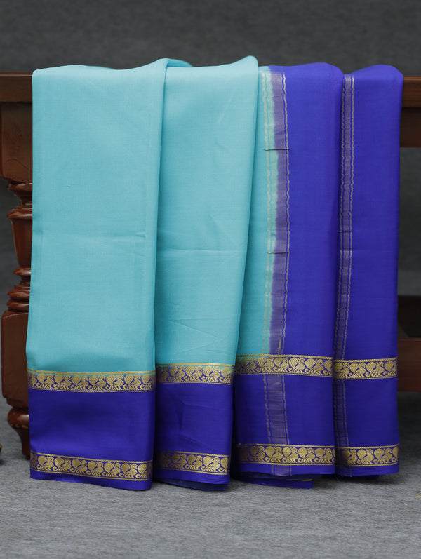 Mysore silk saree - light blue with ms blue