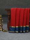 Mysore silk saree - red with cobalt blue
