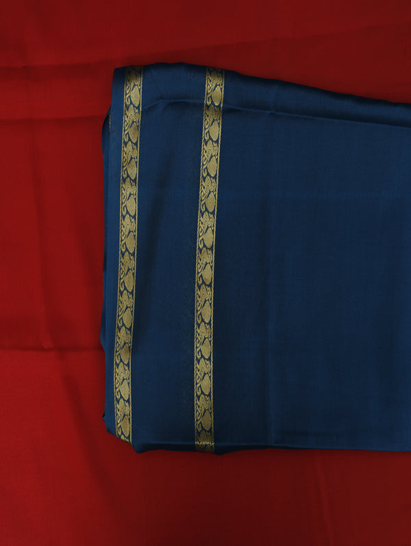 Mysore silk saree - red with cobalt blue