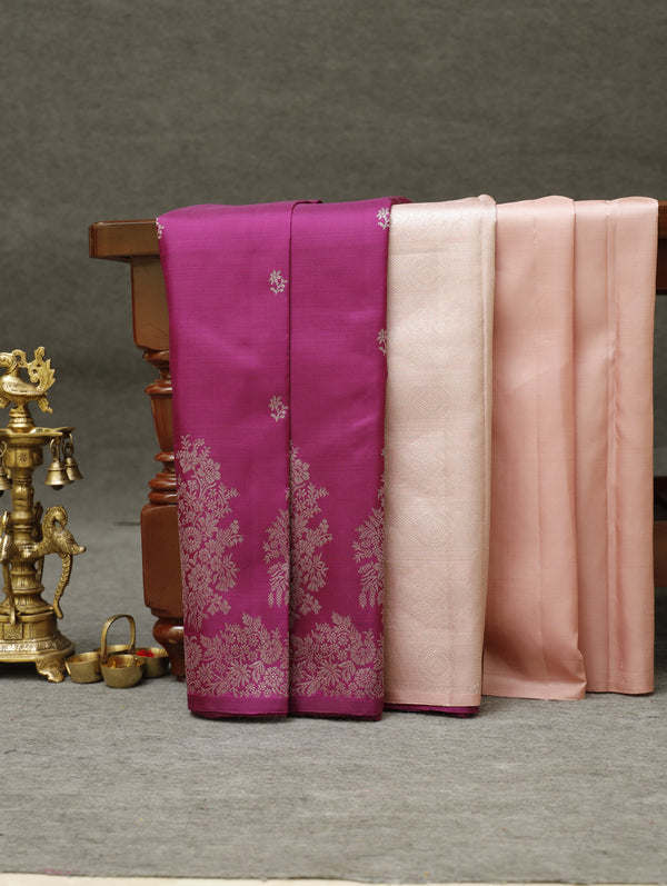 Kanjeevaram silk saree - Majenta with soft blush