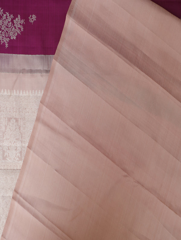 Kanjeevaram silk saree - Majenta with soft blush