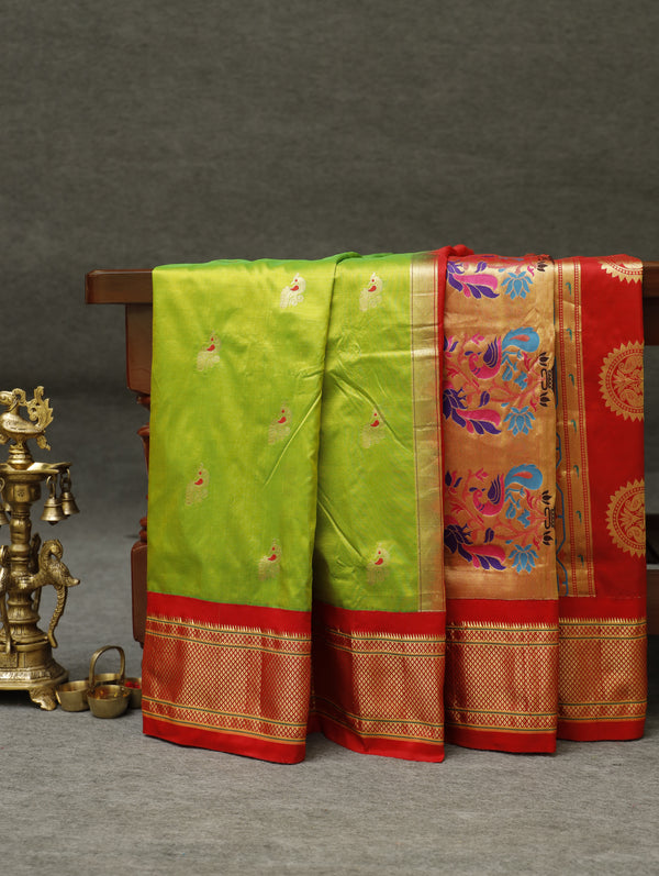 Paithani silk - lime green