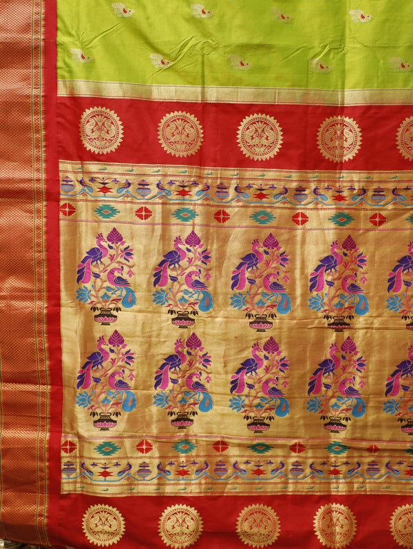 Paithani silk - lime green