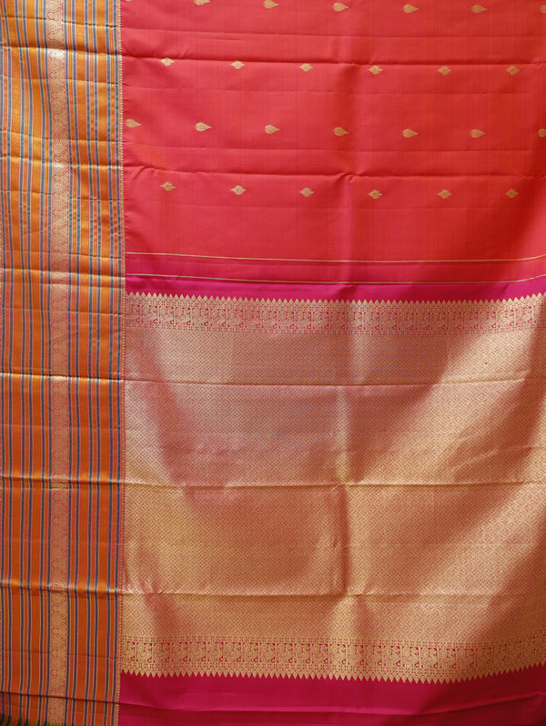 Kanjeevaram silk saree - Orangish Pink
