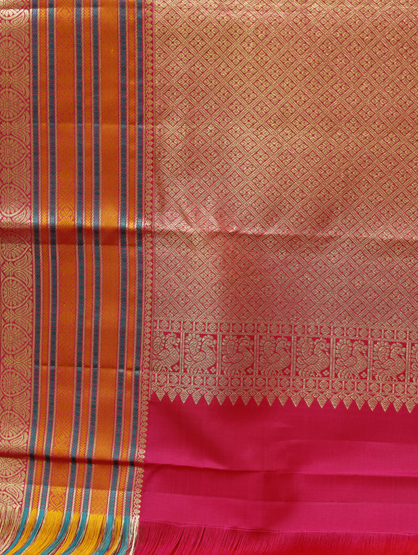 Kanjeevaram silk saree - Orangish Pink
