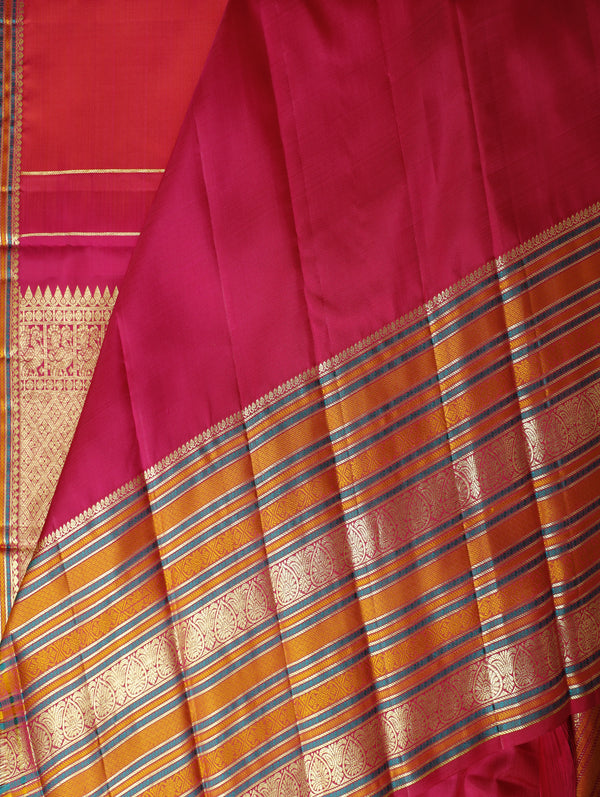 Kanjeevaram silk saree - Orangish Pink