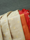 Kanjeevaram silk saree - Beige with red