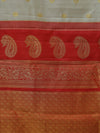 Kanjeevaram silk saree - Beige with red