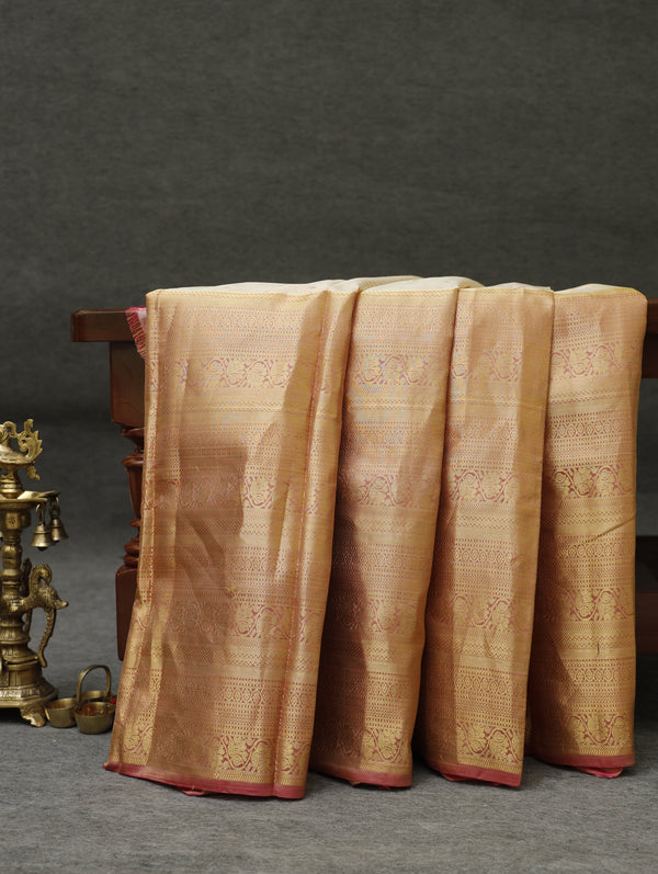 Kanjeevaram silk saree - Cream with gold