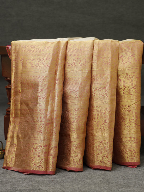Kanjeevaram silk saree - Cream with gold