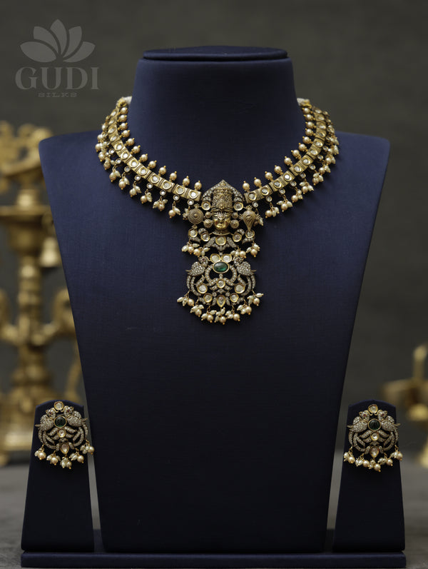 Victorian Choker Necklace - Lord Venkateshwara with pearls