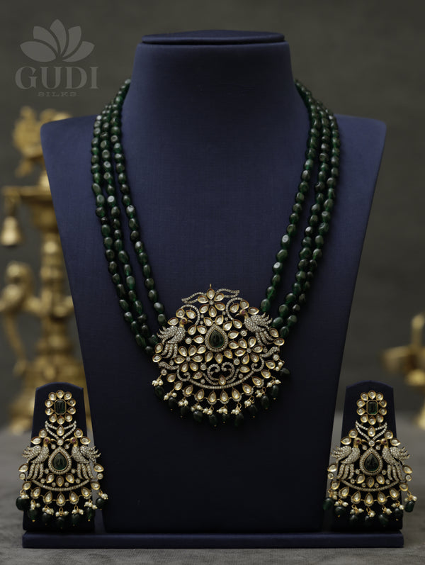 Kundan Victorian Beads Necklace - Green