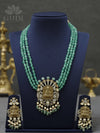 Kundan Victorian Beads Necklace -Ganesha with Pastel green breads