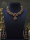Doublet stone Victorian short necklace - Red