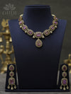Doublet stone Victorian short necklace - Purple