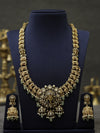 Antique Ganapathi long necklace with victorian detailing and green beads